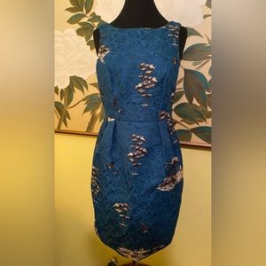 Darling Women's Blue Jacquard Woodland Landscape Dress w/ Pockets Size Small